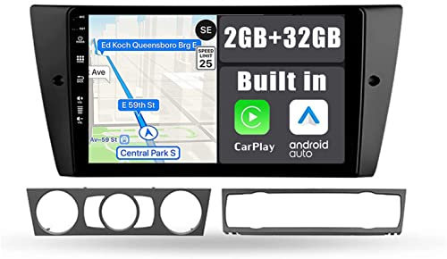 YUNTX Android 14 Radio mit navi für BMW E90/E91/E92/E93(2005-2012): [Eingebautes CarPlay/Android Auto/GPS]-DAB/Bluetooth 5.0/WiFi/2 Din/2G+32G/Lenkradkontrolle/Fastboot-Auto zubehör europakarte