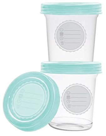 dBb Remond Pots de Conservation pour Lait Maternel – 3 Couvercles + 1 adaptable au tire lait - Zone de Marquage - 3 x 180 ml – Mint