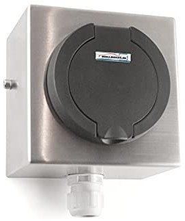 Wallbox24 Design Edelstahl Aufbau Steckdose IP54 3 Ph 400V 32A Typ 2 für Wallbox Ladestation
