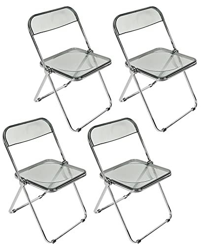 XUANYU 2-er Set Esszimmerstühle Acryl Klappstuhl Restaurantstuhl Küchenhocker Transparent Jelly Color Stuhl, 46×46×77cm (Grau)