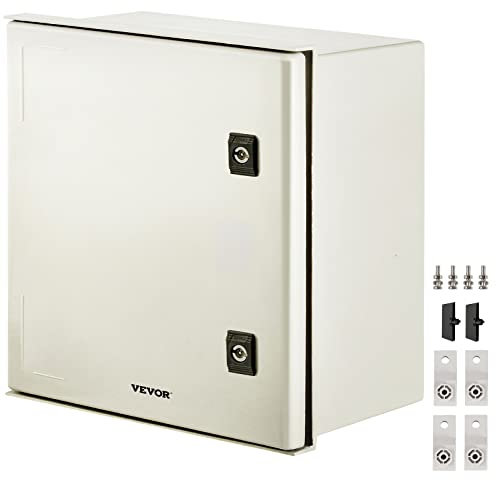 VEVOR Boîtier en fibre de verre NEMA, 40x40x20 cm, coffret armoire électrique NEMA 4X, IP66 étanche et anti-poussière, boîte de jonction électrique extérieure et intérieure, avec plaque de montage
