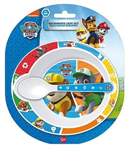 2-teilig Paw Patrol Tiefer Suppen Teller Set Baby Löffel Kindergarten Kids