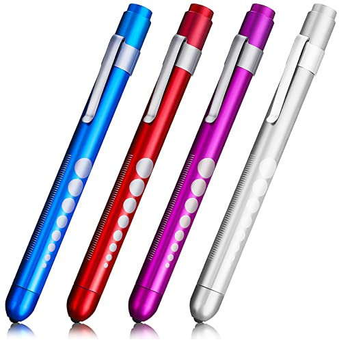 ULTECHNOVO Diagnostikleuchte Pupillenleuchte Medizinische Penlight (4-STÜCK), Wiederverwendbare LED Stiftlampe, Diagnostische Stiftlampe Taschenlampe mit Messgerät, Zubehör für Ärzte,