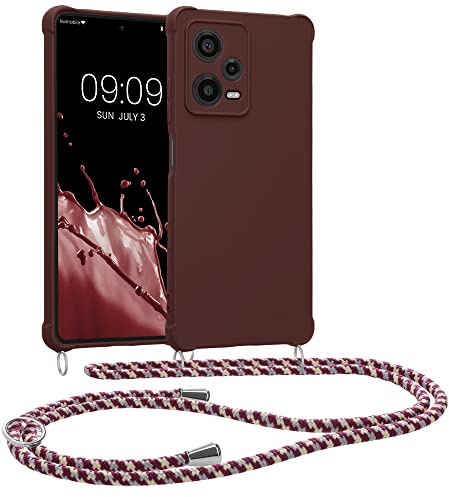 kwmobile Necklace Case kompatibel mit Xiaomi Redmi Note 12 Pro 5G Hülle - Cover mit Kordel zum Umhängen - Silikon Schutzhülle Bordeaux Violett