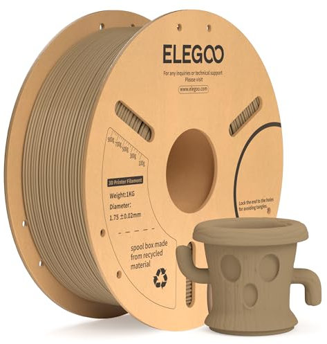 ELEGOO PLA+ Filament 1.75mm Holzfarbe 1KG, PLA Plus 3D Drucker Filament, Härter und Stärker Filament-3D-Druckmaterialien, Maßgenauigkeit +/-0,02mm, Kompatibel mit den FDM-Drucker(1KG/Spool, 2.2lbs)