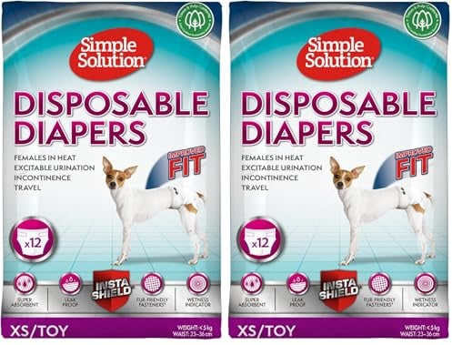 Simple Solution Pannolini Monouso per Cani Femmina x Small - 12Pk (Confezione da 2)