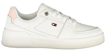 Tommy Hilfiger Femme Flag Basket Sneaker Fw0fw08081 Bas, White (Ecru/Whimsy Pink), 40 EU