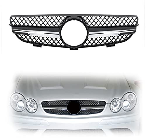 VIDOJI Auto Kühlergrill Racing Grills Für Benz W209 CLK Klasse CLK320 CLK500 2003-2009 Schwarz Obere Stoßstange Haube Mesh Grid Kit, XFOZBH9