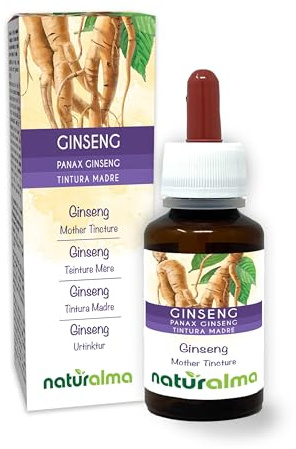 Ginseng (Panax ginseng) Wurzeln Alkoholfreier Urtinktur Naturalma - Flüssig-Extrakt Tropfen 60 ml - Nahrungsergänzungsmittel - Veganer