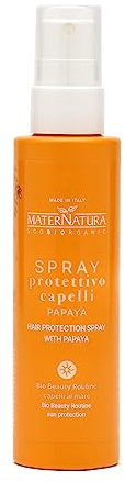 Maternatura, Spray Protecteur pour Cheveux à la Papaye et Mangue, avec Filtres UV, Protecteur Thermique pour Cheveux contre le Soleil, Routine Beauté pour les Cheveux à la Mer, Made in Italy - 150 ml