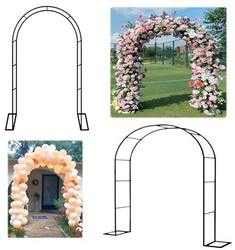 Arche Jardin pour Plantes Grimpantes 120x220cm 140x230cm 160x220cm 180x220cm Metal Arceau à Rosiers Mariage Arche Vigne Pergola décoration Arche de Cour Intérieur Extérieur (Noir)(120x220cm)