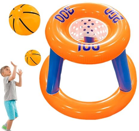 Honhoha Set canestro da basket per piscina, canestro da basket gonfiabile - Giochi gonfiabili per piscina con canestro da basket con palla,Giochi da piscina pieghevoli portatili per bambini, feste in