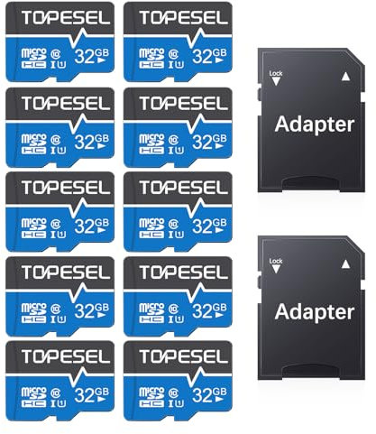TOPESEL 10-Pack 32GB Micro SD Card Class 10 Micro-SDXC Memory Card UHS-I, High Speed Flash TF Card for Security Camera/Smartphone/Drone/Dash Cam/Tablet/PC, C10, U1, 32GB 10Pack