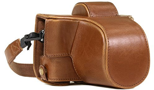 MegaGear Olympus Pen E-Pl8 Ever Ready Leather Camera Case and Strap, with Battery Access - Light Brown