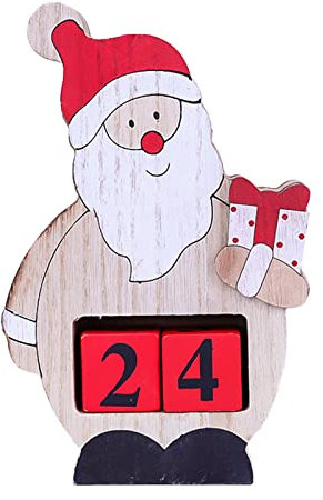 Bürobedarf Kinder aus Holz, quadratische Zahl, Tischkalender, Dekoration, Weihnachtsmann, Heimbüro, Dekorationskalender, drehbarer quadratischer Countdown-Kalender Schreibtisch Sachen (A, One Size)