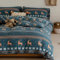 Freyamy Weihnachts Bettwäsche Set 155x220cm Blau Bunt Weihnachtselch Bettwaren-Sets Junge Mädchen Weihnachtsmotive Deckenbezug Mikrofaser Kinder Bettbezug mit Reißverschluss und Kissenbezug 80x80cm