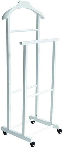 MA MAISON Doppio Indossatore da Camera in Legno di Faggio 43x33xH105cm Per Ordinare e Tenere in Perfetto Stato i Tuoi Abiti - Elegante e Funzionale in Tutti gli Ambienti (Singolo, Bianco)