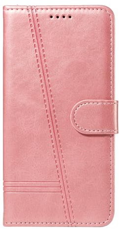 Wuhaizher Étui portefeuille en cuir résistant aux chocs avec emplacements pour cartes, rabat magnétique, béquille pour Motorola Moto G15, or rose