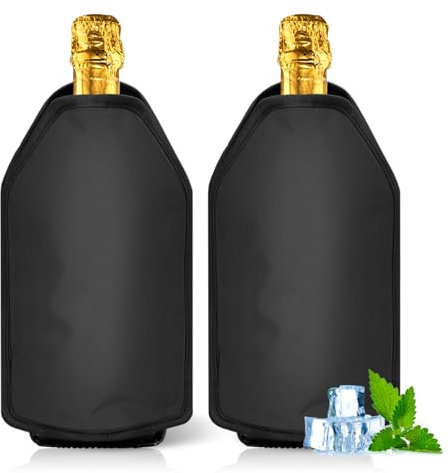 Weinkühler Manschette, 2er Set Kühlmanschette Wein, Flaschenkühler für Unterwegs, Kühlmanschette für Wein und Sekt, Flaschenkühler Manschette, Weinmanschette, Weinflaschenkühler