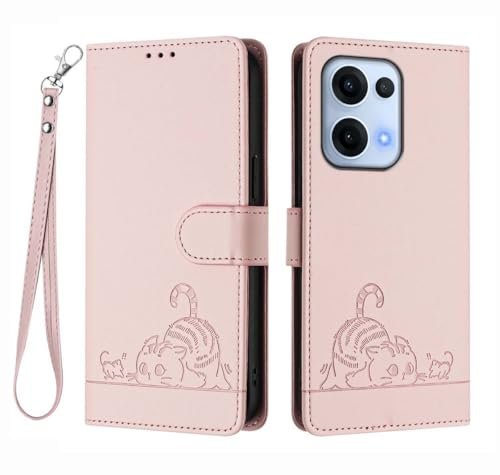 GOKEN Funda para OPPO Reno 13 5G, Carcasa de Cuero Sintético, Tapa Libro con Cierre Magnético, Cartera con Soporte Plegable, Antigolpes, Cover Case -Oro Rosa