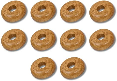 Marco Paul 10pc Oak Radiator Pipe Covers - Long Lasting Wooden Radiator Pipe Collars for Floor - Easy to Install Snap On Oak Pipe Collars 15mm - Stylish Floor Rings for Laminate Carpet Vinyl