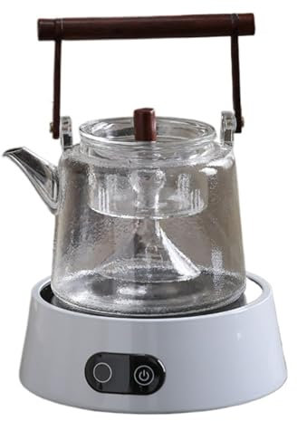 Vnook Tea maker, quiet teapot set, 1000W electric ceramic stove teapot, tea maker, electric ceramic stove stove tea set, for household tea preparation to office(White)