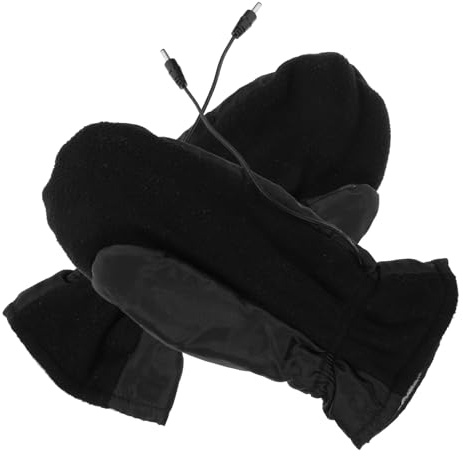 USB Heizhandschuhe 1 Satz Schwarz Elektrisch Beheizbare Handschuhe | Pu und Stoff, Schnelles Aufheizen, Winddichte Ausführung, für Erwachsene bei Jagd und Reiten