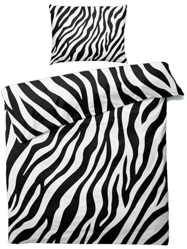Venivici Zebramuster Bettwäsche 135x200 - Tiermuster Schwarz Weiß Bettbezug 135 x 200 2er Set, Weiche & Angenehme Mikrofaser Bettbezüge & Kissenbezug 80x80, Bettwäsche-Sets mit Reißverschluss