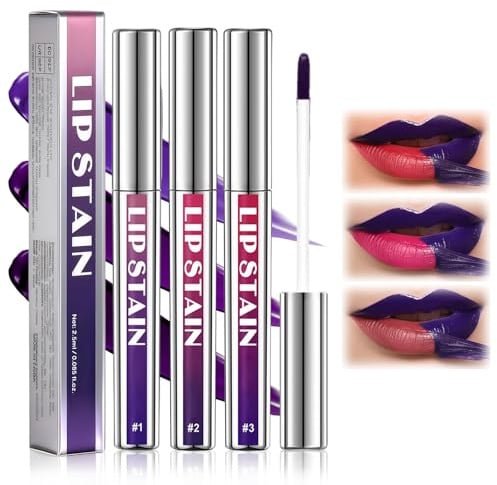 3 Piezas Peel Off Lip Tint De Larga Duración,Lipliner Waterproof,Peel off Matte Finish Labial Mancha,Labios Retráctil de larga duración,Uso diario