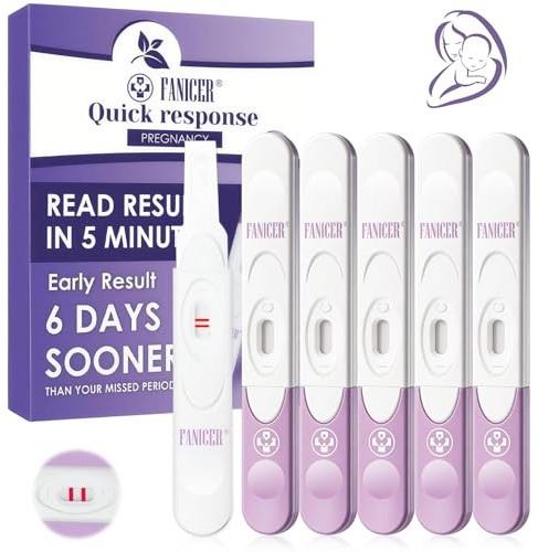 6 Pezzi Test di Gravidanza Precoce, Test da HCG Ultrasensibile, Confezionati Singolarmente Pregnancy Test, Facile da Usare, Rilevamento rapido in 3 minuti, Risultati Affidabili (Viola)