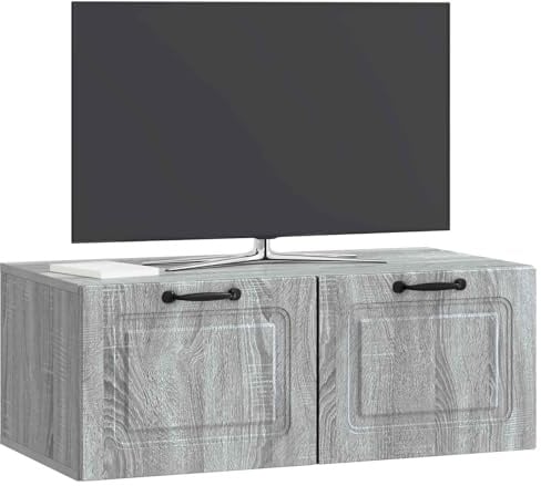 vidaXL Wandmontierter TV-Schrank Graues Sonoma 78,5 x 41 x 30 cm, Wohnzimmermöbel, moderner TV-Ständer, viel Stauraum, funktionale Medien-Einheit, platzsparendes Design, Holz-Unterhaltungszentrum
