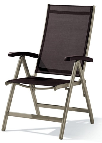 Sieger 945/C-M Klappsessel Bodega, Aluminium, Vollkunststoff und Textilux-Gewebe, champagner-mocca