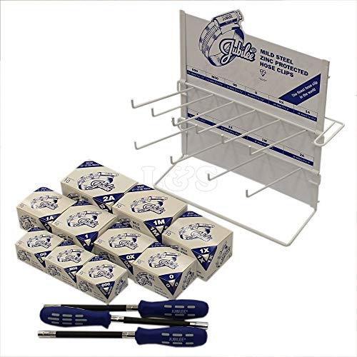 Best Price Square Jubilee Hose Clip Stand Dispenser w/Flexi Driver, Assorted, Pack of 100