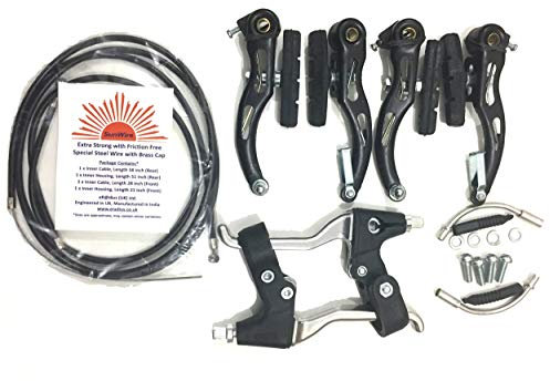 eRadius BMX Mountain Bike V-Brake Set | Alloy Levers | Brake Cables (Front & Rear) | Full Caliper Set