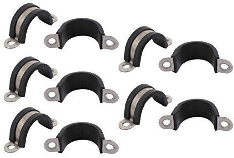 sourcing map 10Stk. 25mm Durchmesser Gummi ausgekleidet U Form Edelstahl Rohrschelle Klemmkabel de