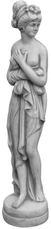 gartendekoparadies.de Statue der Pandora auf rundem Sockel, Steinfigur, H. 73 cm, 13 kg, Grau, frostsicher aus Steinguss für Außenbereich