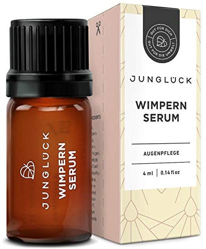 JUNGLÜCK Wimpernserum - Vegan | Natürliches Serum zur Stärkung von Wimpern & Brauen, regt Haarwachstum und Wurzeln an ohne Hormone - mit Koffein | Augenbrauen-Serum