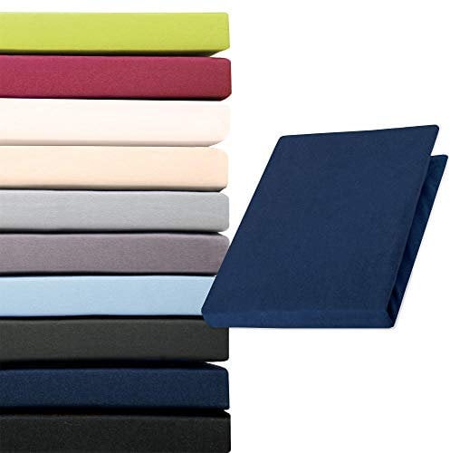 aqua-textil Pur Topper Spannbettlaken 90x200-100x200 cm dunkel blau Boxspringbett Topperlaken 160g/qm Mako Baumwolle