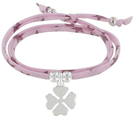LES POULETTES BIJOUX - Bracelet Double Tour Lien Etoiles et Trèfle Argent 925 - Classics - Role pale