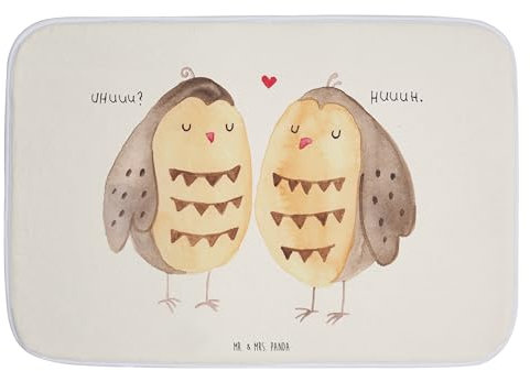 Mr. & Mrs. Panda Duschvorleger Eulen Liebe - Geschenk, Owl, Freund, All You Need is Love, glücklich, Paar, Badteppiche, Badezimmermatte, Badvorleger,