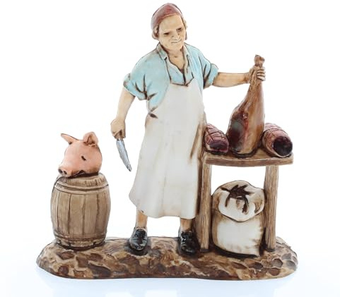 Moranduzzo Metzger für 8 cm Krippe – COMPACT 8 – Maßstab 1:22 – Unzerstörbare Handbemalte Figur, Stil 18. Jahrhundert, Made in Italy, Bildhauer M. Landi