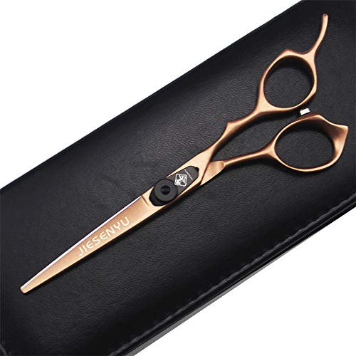 JIESENYU Japanese Hairdressing Scissors 440c Steels 6 Inch Professional Hairdresser Salon Hairstyle Cutting Hair Scissors (Rose gold cutting scissors)