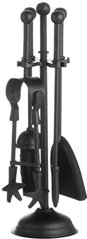 Hill 1975 Ball Topped Companion Set in Black, METAL, Mixed, 12 x 12 x 40cm