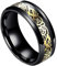 HIJONES Herren Celtic Gold Dragon Edelstahlring Schwarz Ehering 8mm Größe 72