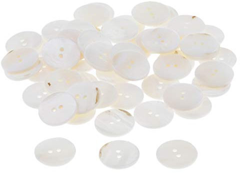50 Stück Perlmuttknöpfe Perlmutt Muscheln runde Knöpfe zum Nähen & Basteln, 20mm - weiß