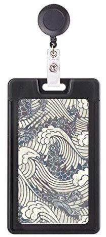 China Blue Dragon Wave Line Peinture Répétition Badge rétractable Enrouleur Étui pour carte