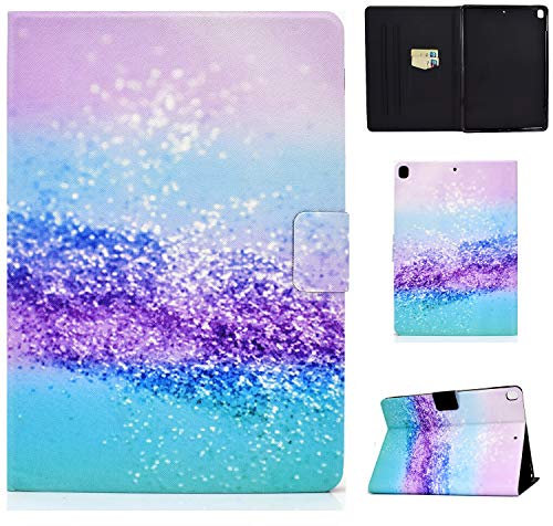 CaseFun Custodia per iPad 10.2 2019/ iPad PRO 10.5 Magnetico Smart Case Cover in Pelle Multi-Angolo con Auto Svegliati/Sonno, Glitters Brillantini Sabbie