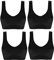 Marielle 4 Pack Double Lined Material Premium Comfort Bra Seamless Bralette No Wire S-5XL (4-Pack Black, 5XL)
