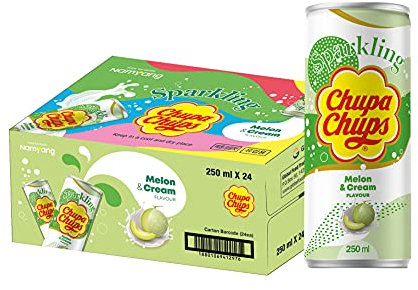 Chupa Chups Sparkling Melon Cream Drink, prickelnde Melonen-Sahne Limonade, 24 Dosen mit Pfand, 24 x 250 ml