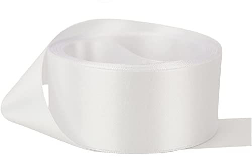 Doppelseitiges Satinband, Größe 38 mm x 10 m (weiß), perfekt für Geschenke, Nähen, Partys, Dekorationen, Veranstaltungen, Kleider, Hochzeit, Weihnachten, Basteln, Schleifen, Auto, DIY, Blumensträuße,